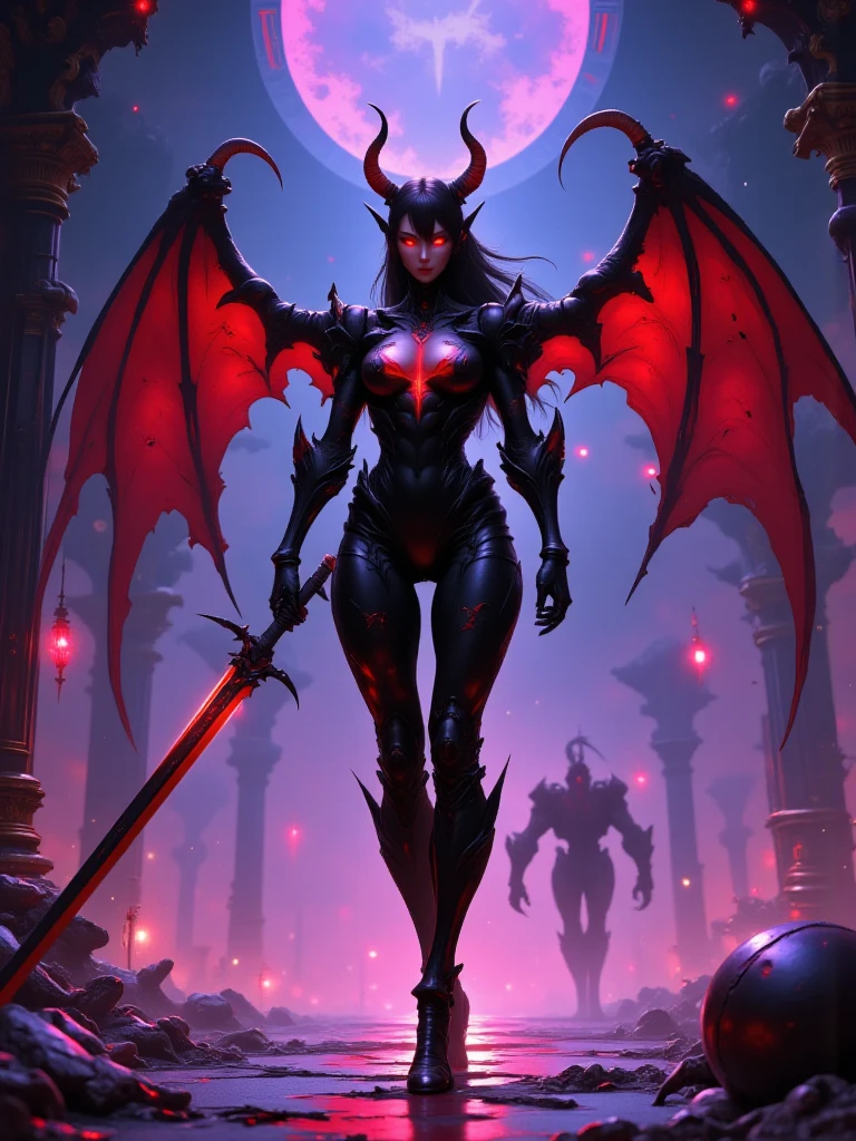 arafed woman in a black outfit with horns and a dragon, succubuedieval, dark fantasy style art, in style of dark fantasy art, dark fantasy art, beautiful succubus, gothic fantasy art, female vampire warrior, dark elf, dark fantasy style, dark fantasy digital art, beautiful dark elf countess, beautiful elegant demon queen, fantasy dark art
