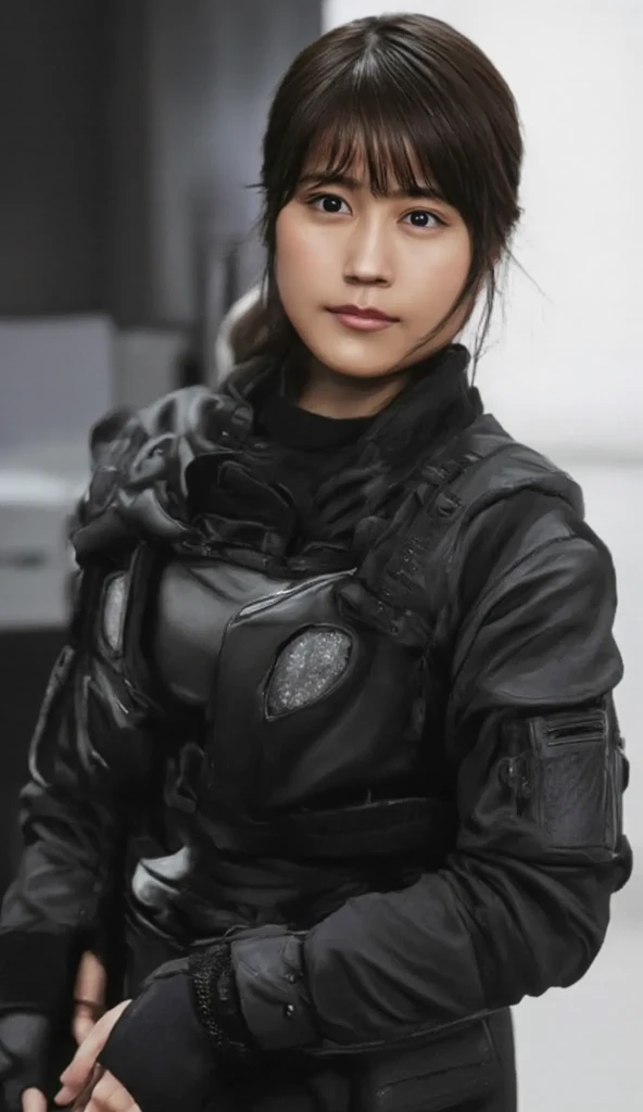 Women from Edwardian age,make hair brown, eyes color Havel Skin pale 
, Survey Corps bodysuit ,1926 years,dark night,liberio background attack on titan, tits big normal,Titan female shifter mark long 