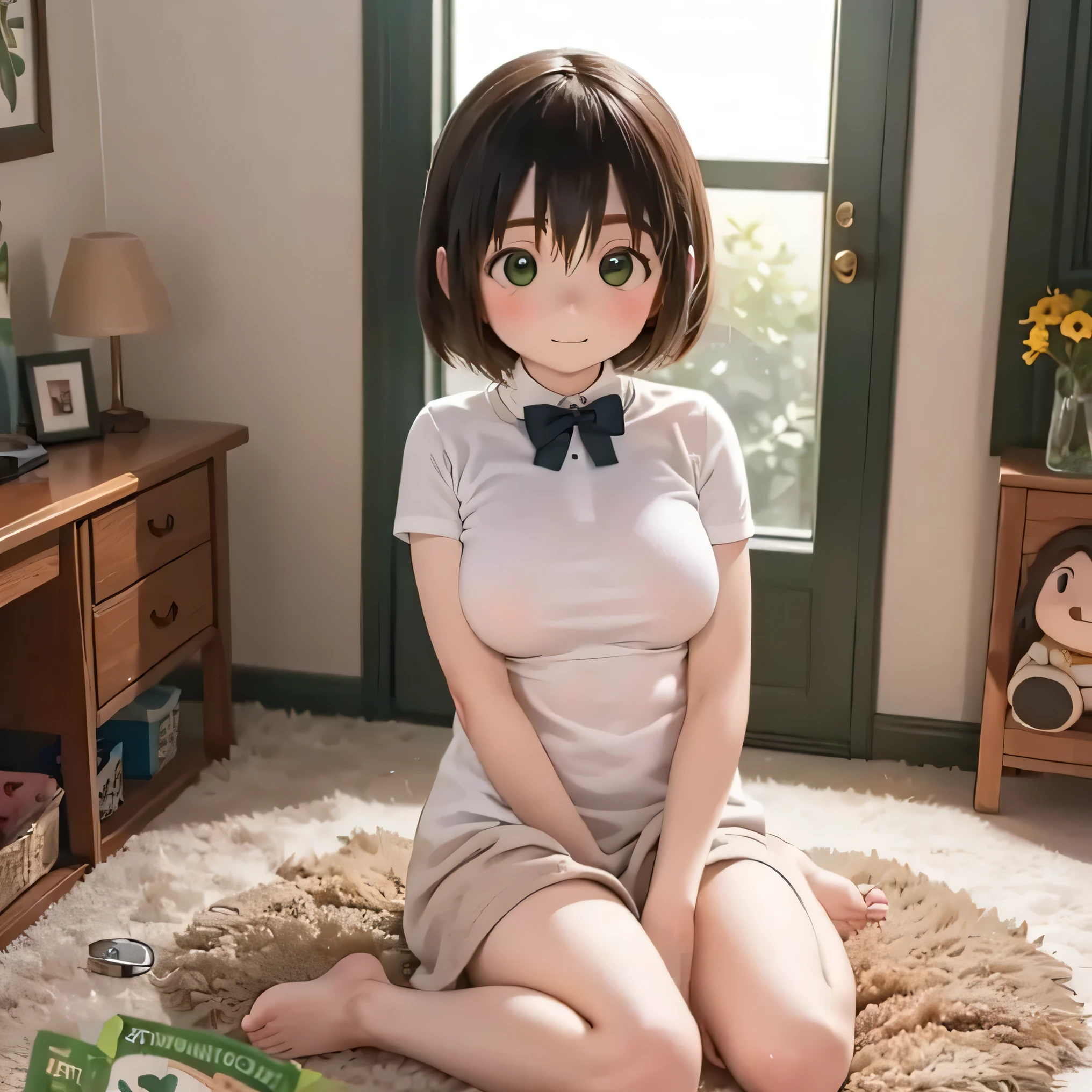 yard 、 no .( top quality,4K,8k, no thing , masterpiece:1.2) Bob's Super Big Breasts is topless and relaxing in the room 、Scent of the Wind ((( Yotsuba and Fuuka ))) four-leaf clover