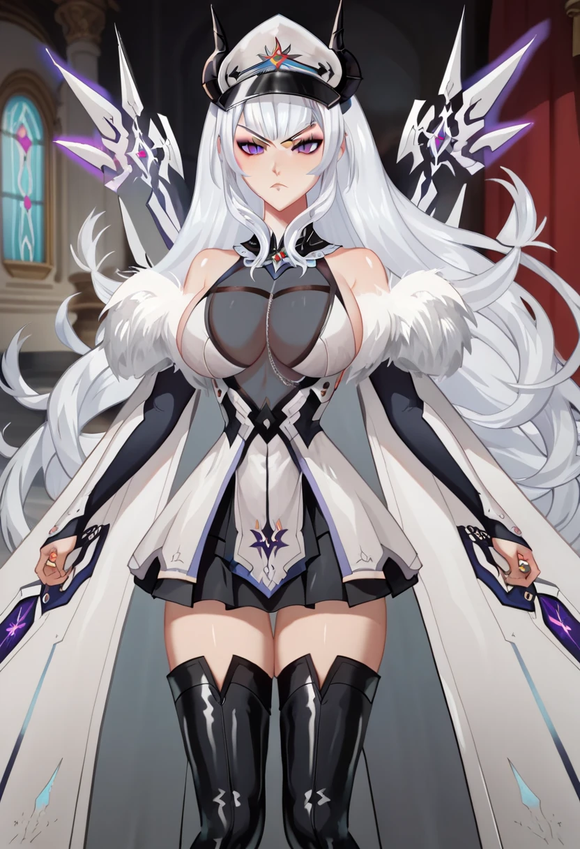 (Simple hands:0.5)+(fine hands:0.7),(masterpiece),(best quality),red eyes,1 girl,white skin,gray haired,red eyes,two color hair,eyelash,bracelet,jewelry,Smiled,glowing skin,shiny hair,Detailed and majestic stage,Fantastic,long hair,1girl with huge breasts,two color hair,night sky, 信じられないほど詳細なCGイラストのmasterpiece,I'm watching you,The ratio is correct,anime sexy,beautiful anime eyes, beautiful detailed eyes, Ururu Eyes, Sparkly eyes, red eyes, (full body), (curve),