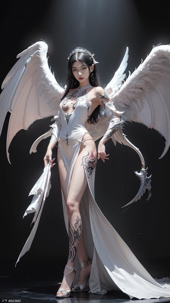 devil god, (Silhouette:1.5), (Realistic picture, highest resolution, 16k), ((She has 12 wings on her back:1.5), (6 white wings:1.5) and (6 black wings:1.5)), ((She has 12 wings on her back.:1.5), สลับปีกนางฟ้าandมาร, ปีกสีขาวandดำ, (12 white wings:1.5) and (12 black wings:1.5)), (many wings, wings separated, 12 wings on her shoulders:1.4, เทพเจ้าจอมมารที่มีปีกกว้างandมีพลังมหาศาลอยู่บนไหล่ของเขา, Add dynamic wings), (12 wings on the shoulders:1.6), (Beautiful girl with two meter long hair, striking long hair, Beauty that comes from long hair, long black hair), (Smooth white skin, Smooth white skin, Smooth white skin), (Lips are very red.,), ((stand, that is finished)), (Huge breasts, Massive breast, The breasts are soft and fluffy., Plump breasts, A gigantic rift, Huge breast), (thin body, flat stomach, small waist, hips raised, small thighs, Long legs), (dynamic post), (Female height 172 centimeters), (perfect proportions, Anatomically correct, proportional anatomy), (full body, เหมือนfull body, See the whole body., Visible in every part of the body), (Porn, naked, exposed body, not wearing clothes, naked, naked, not wearing underwear, Hot striptease, see pussy, see tits, Look at that pussy., see breasts, Breasts that are too large, Shave pubic hair), (powerful wings, 12 bat wings:1.6, gigantic wings), (scene, ความdark, ในที่dark, deep shadow, dynamic light, Take realistic photos, background, dark, at night), The magic circle is behind., จักรวาลที่darkมิด, Wings that shine on their own, ((12 wings on the shoulders)), Twelve wings on the back, full body, See head to toe, She's boasting., naked body, bare, not wearing clothes, see tits and pussy, perfect body, flawless, Angel highest level, Devil MAX level, Devil with twelve wings, The twelve wings are clear., There are many wings on the back., The Devil's back has many wings., stand on the air, There is light in the palm of the hand., Verify the correctness of the image,