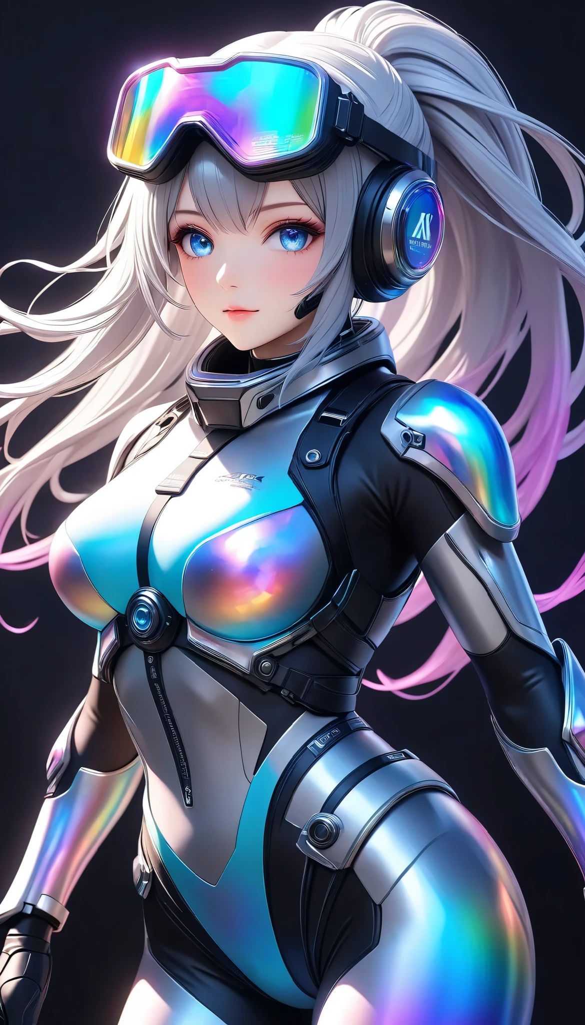 masterpiece、top-quality、ultra-detailliert、very detailed illustration、ighly detailed、intricate-detail、hight resolution、super complex detailtremely detailed 8k CG wallpaper、Full body shot、Caustics、Reflectors、Ray traching、(1 persons:1.5)、独奏、mecha musume、Mechanical parts、Robot joints、Complex mecha bodysuits、Super long hair、(Gentle smile:1.5)、beautiful countenance、A detailed face、perfectly proportioneautiful waist、Navel、big butts、Neat and neat buttocks of round shape,、Crotch gap、Large Thigh、clong legs、white hair、hairs between eyes、O cabelo multicolorido、Inner hair color、red eyes、Luminous Eyes、(randome pose、dynamicposes,:1.2)、(The background is outer space、stele、planet earth、a moon,) --auto --s2