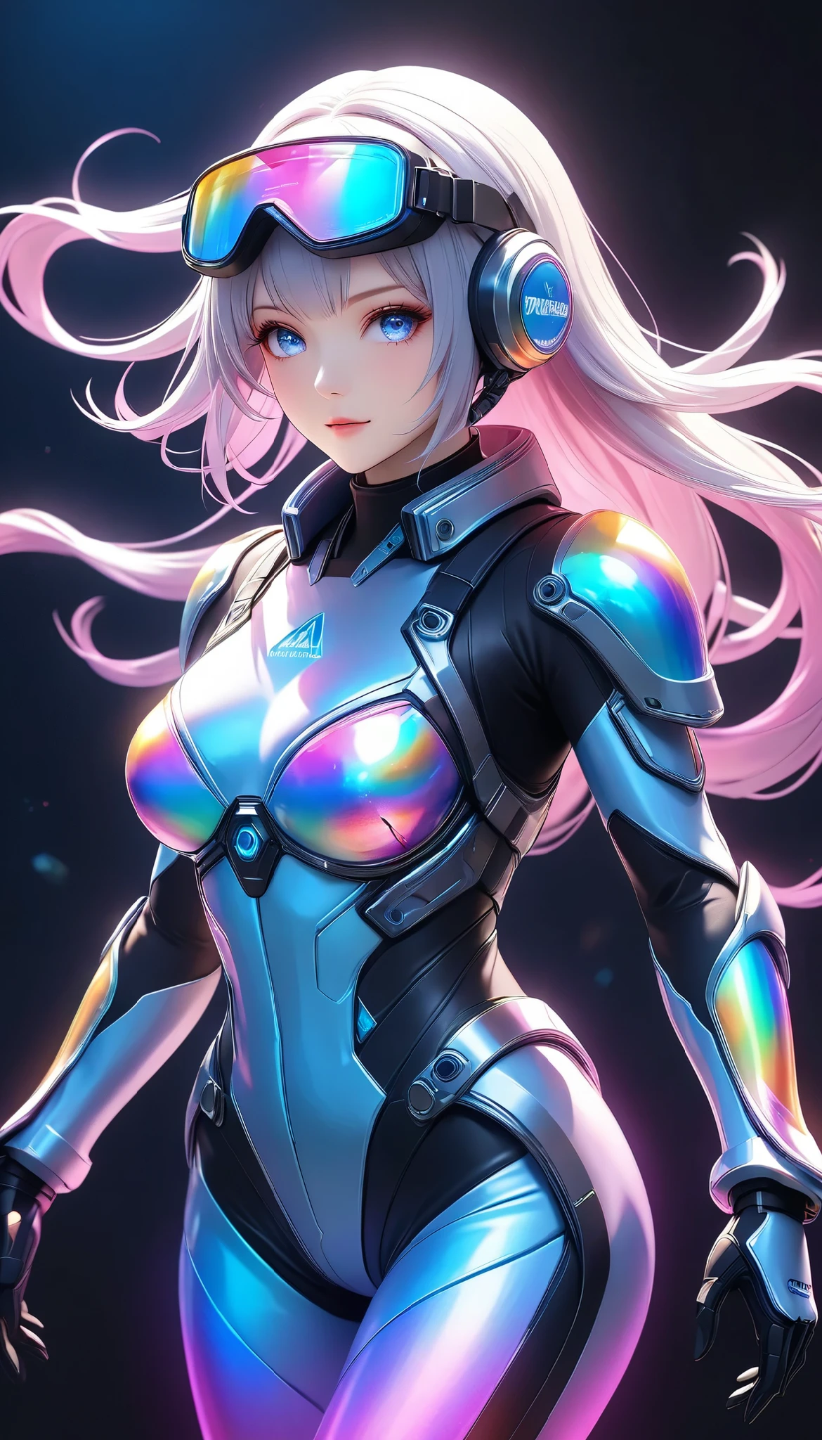 extremely detailed quality, super image quality, New OC model \Atlas\, vivid 3D character, dynamic action, Alone, Tight Battle Suit, Holographic Light Armor, Phantasmal iridescent effect, transparent neon art, best quality, Ultra Fine, 4K, 8k, digital art, extreme score,