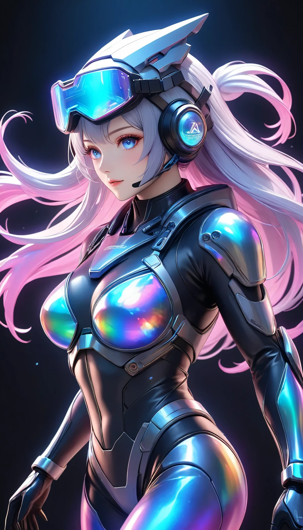 extremely detailed quality, super image quality, New OC model \Atlas\, vivid 3D character, dynamic action, Alone, Tight Battle Suit, Holographic Light Armor, Phantasmal iridescent effect, break (whole body in frame, dynamic), transparent neon art, best quality, Ultra Fine, 4K, 8k, digital art, extreme score,