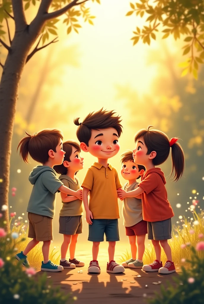 Scene 7: The Farewell As the evening falls, The children's parents arrive to pick them up. Lucas and his new friends say goodbye with hugs and promises to play again soon. Lucas and Max return home, Happy to have made new friends and had a great adventure together.