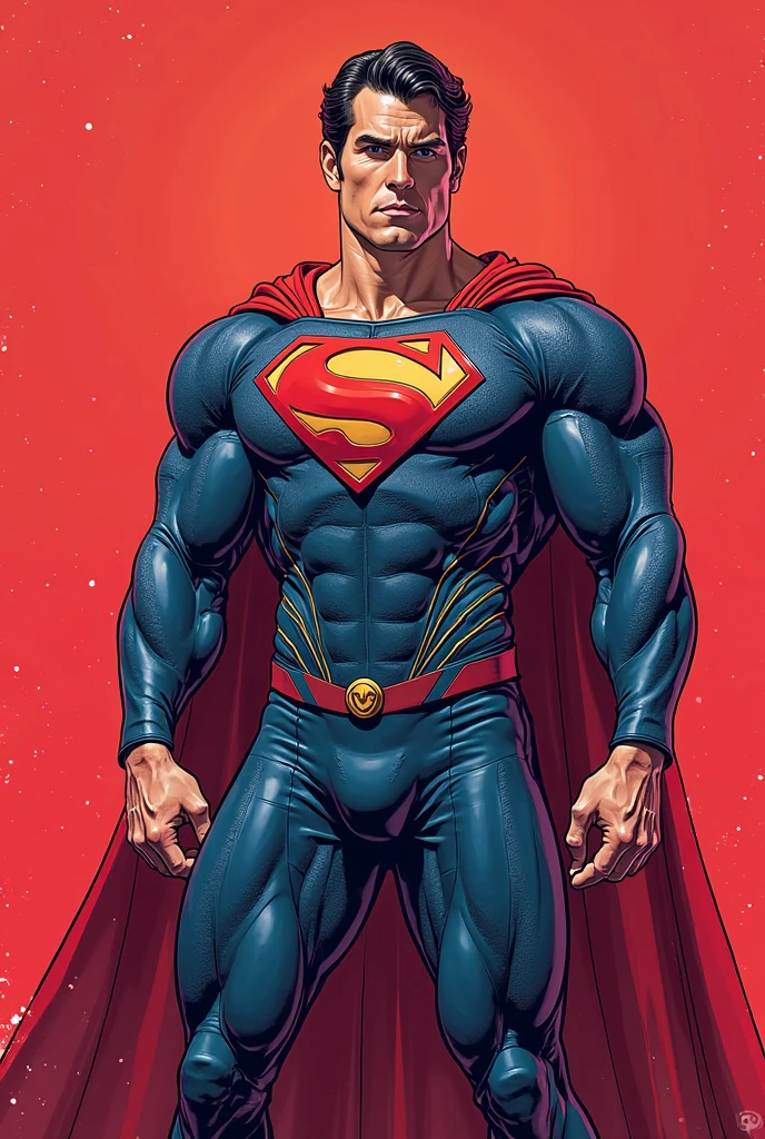 Superman hanery canvil colored line art clean with red baground like hanery canvil Zack Snyder justice league