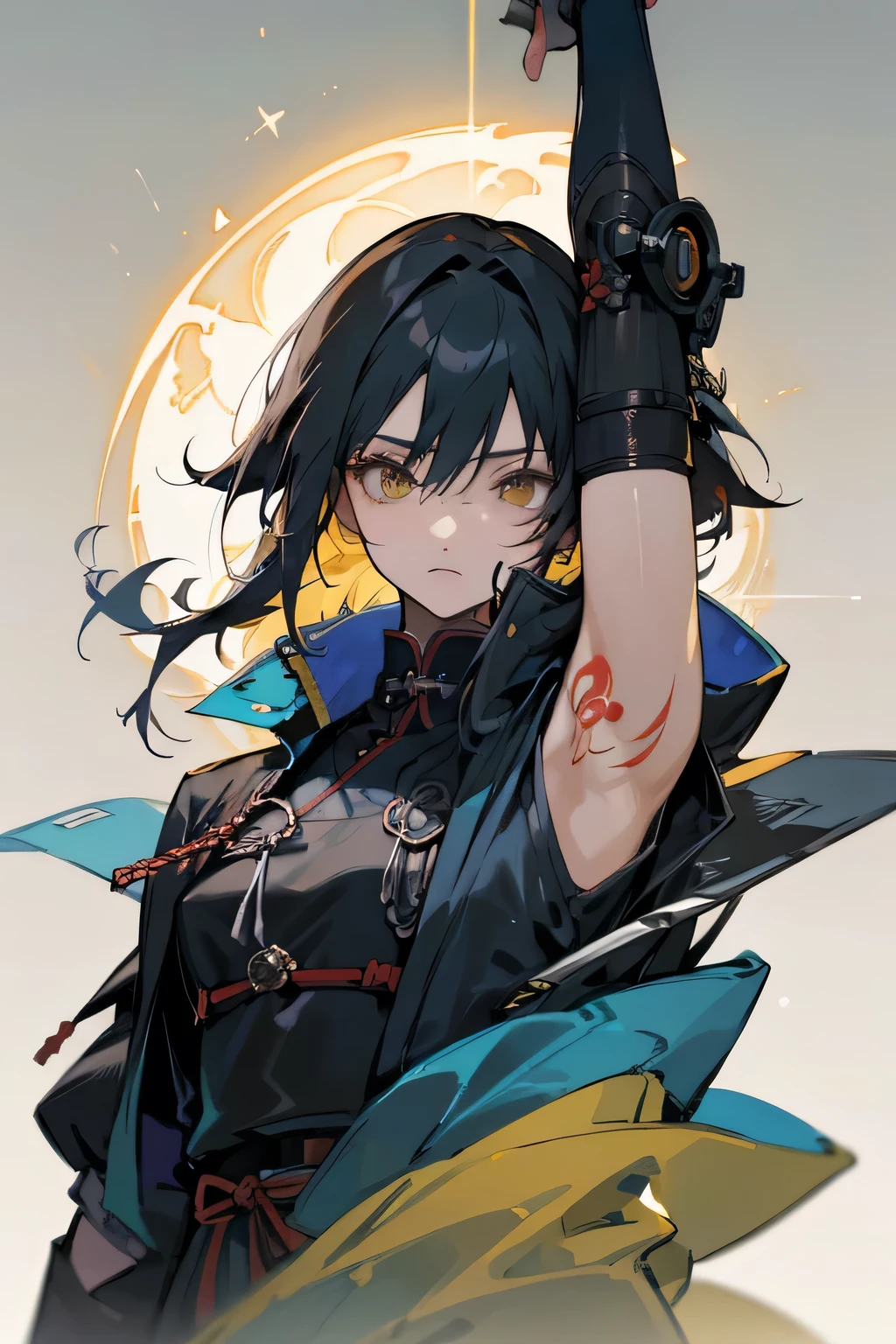 Got a Tattoo on His Arm 、 sword, cyberpunk art inspired by Shirou Masamune, trending on pixiv, Fantasy Art, anime art with beautiful details, very pretty cyberpunk samurai , Detailed Anime Artwork , beautiful anime artwork , Portrait of, anime style 4k, anime style art, anime art wallpaper 4k