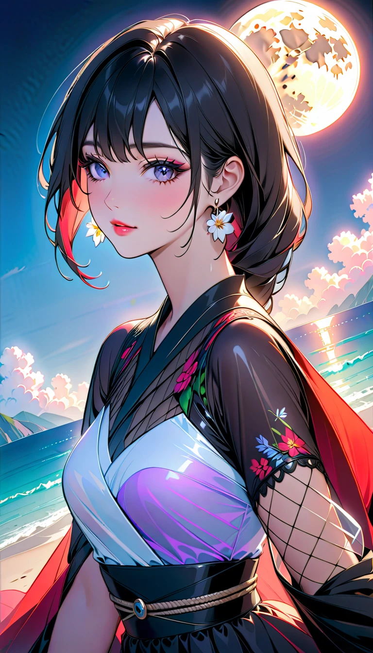 (masterpiece, Highest quality), 32K,(Highly detailed beautiful woman), Poster,sf,girl, Swimwear, whole body,Large Breasts, White Background, smile, Browsing Caution, tropical