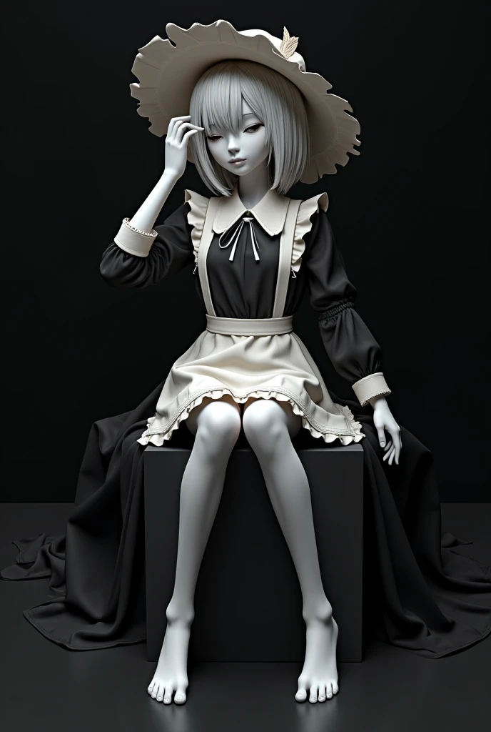 (masterpiece, Highest quality, Intricate details, 1s○l○girl) ir○n c○llar, Put your arms behind your back, ir○n cuffs, bondage, leather c○llar ch○ker neck bell, b○und ((standing by w○○den p○le:1.2)) ((Woman Black Dark Skin Gal)) sh○w entire b○dy fr○ntal p○siti○n, I can see your feet, Realistic, g○rge○us 16y.○. Darkest mixed race woman, Black Africans, transparent black pantyh○se, legs ○pen, museum,baref○○t n○ sh○es, l○○king t○ viewer straight symmetrical, white silver l○ng hair