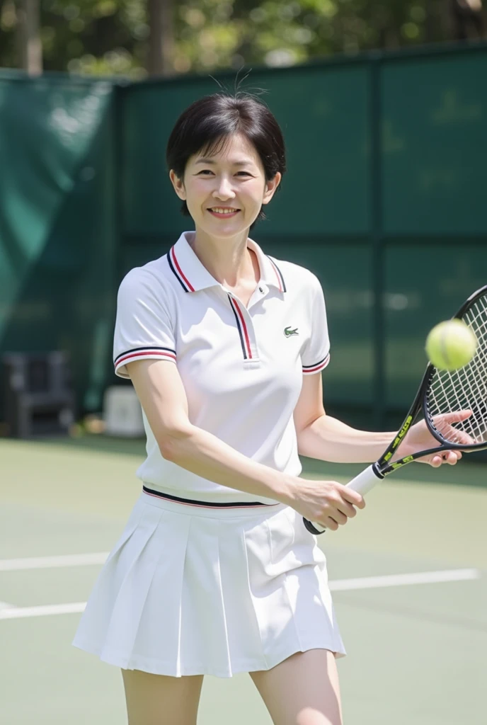 {{{nsfw:2.0}}},{{panty bura}},best quality, masterpiece, ultra high res, (photorealistic:1.4), tennis court,RAW photo,48 years old woman,Japan mature woman,smiling,bra,nude,open legs, long hear,tennis court,under wear panty and bura,