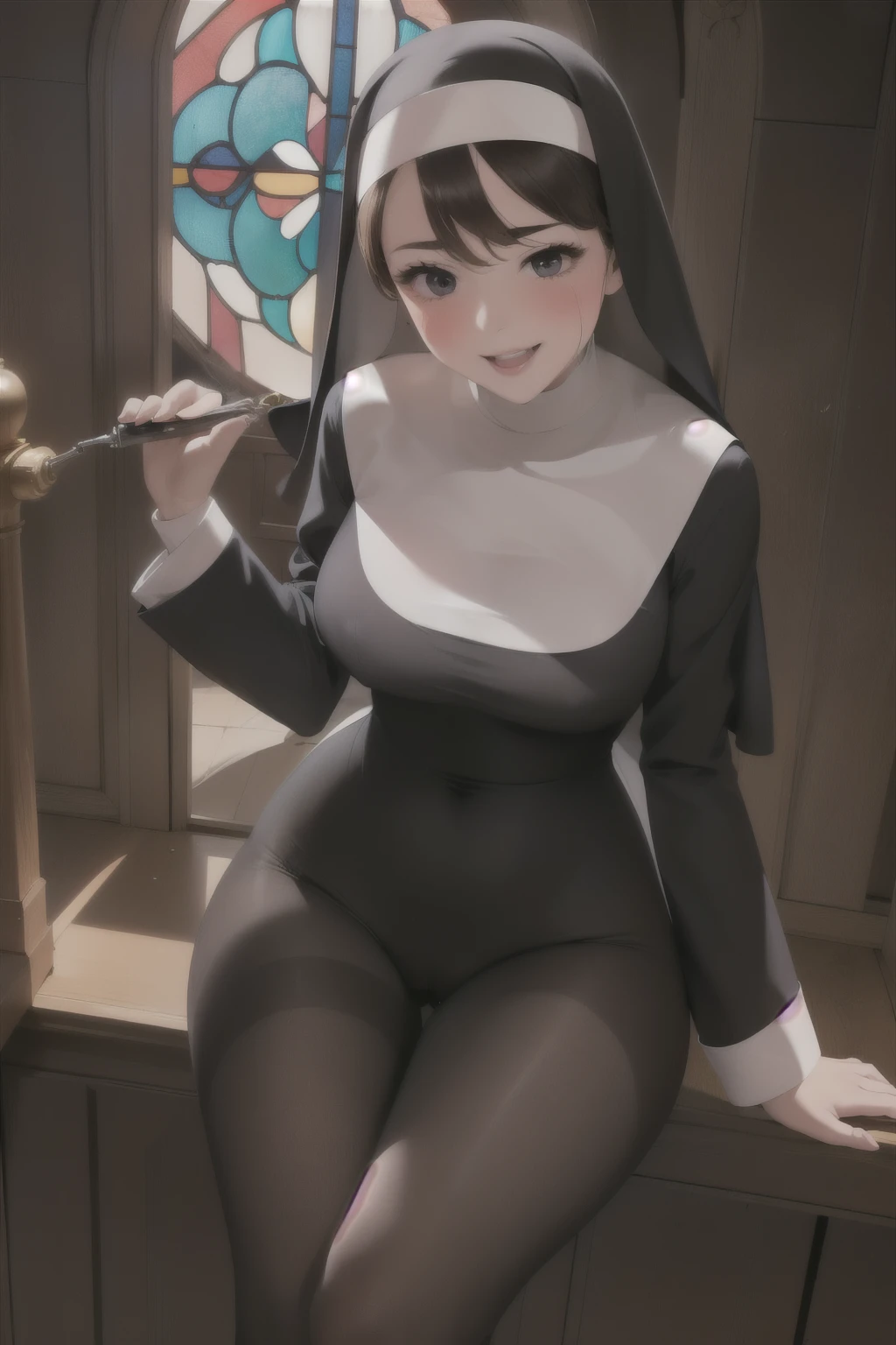 NUN, NSFW , pussy Focus, pussy juice, detailed