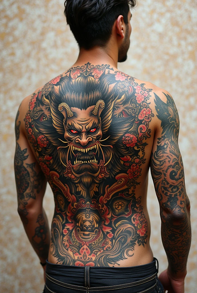 Create the devil like Yakuza, back with tattoos