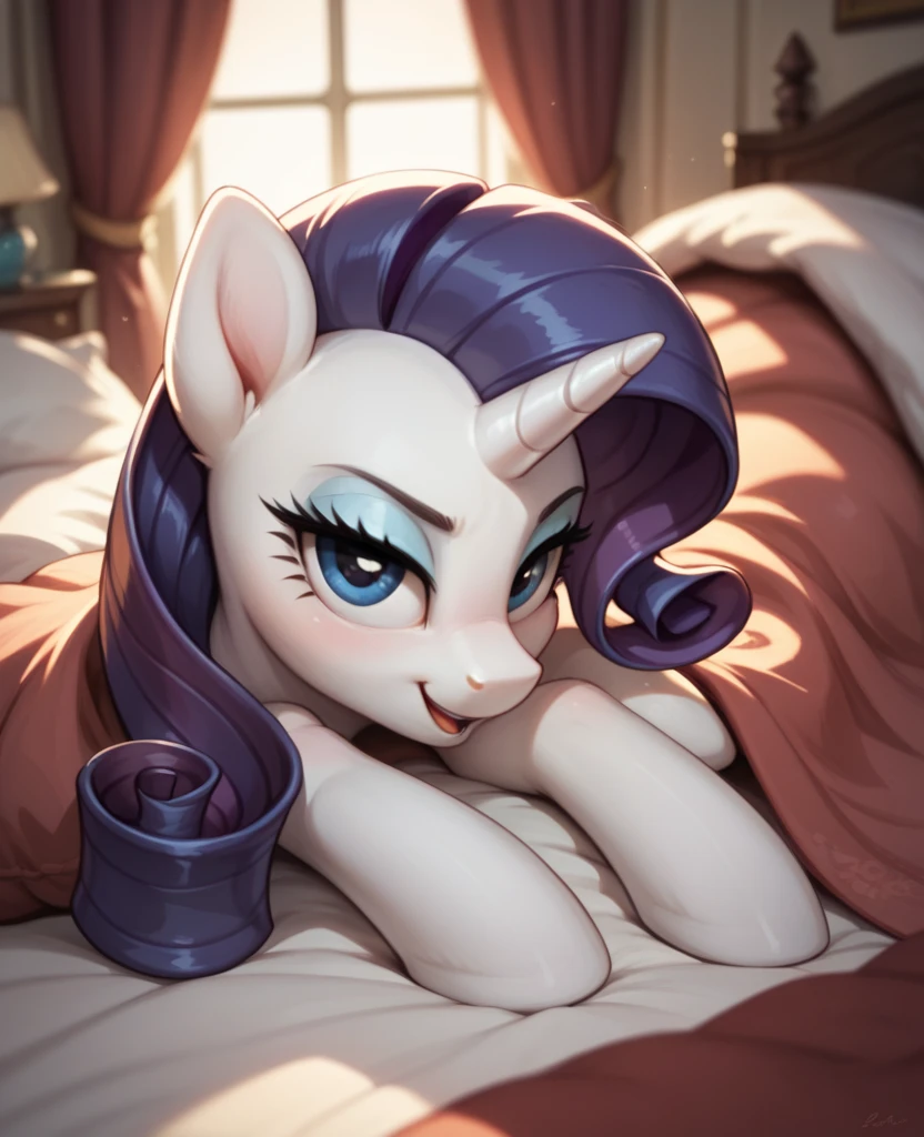 (score_9:1.1), feral pony rarity laying on her back with hooves and belly up