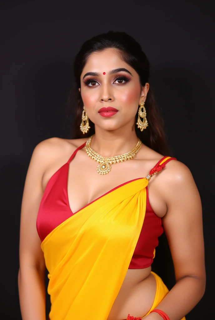 Photographic recreation shoot Inspired from art by mohanan manimala, best quality, modelshoot, profile photoshoot, mastershot, model photography, retouched, movie stills shoot, modelshoot Inspired by art of mohanan manimala, revealing clothes, her exposed charming figure, appealing physique, pale skin, Beautiful lady, extremely gorgeous woman, mallu traditional wear, party wear, summer party wear, designer saree, sexy woman, wedding party wear, hot sleeveless blouse, sexy designer dress, designer blouse, braless, hot party wear, spotless skin, designer sari, fashion saree, 45 years old, sexy sleeveless blouse, armpits exposing, modern Indian aunties, sexy Indian housewife, desi bhabhi hot, sexy giant woman like figure, seductive body, wearing palla, Indian traditional bandeau crop top bra, huge breast, milk tank, mallu woman, mallu actress, mallu aunty, mallu sari model, mallu actress, lusty, perfect thick body, fleshy figure, highly detailed, intricate, flawless, pheromones dropping figure, seductive expression, beautiful face, juicy figure, perfect face, perfect eyes, perfect fingers, round shaped face, curvy, skin texture, hot, small hairs on armpits visible, unshaved underarm, armpit crease, captivating, lusty, charming, attractive figure, mature woman, Kerala model, Kerala actress, nails can be hidden, queen of Lust, High clarity eyes, gigantic figure , extremely seductive, extremely seductive dress,