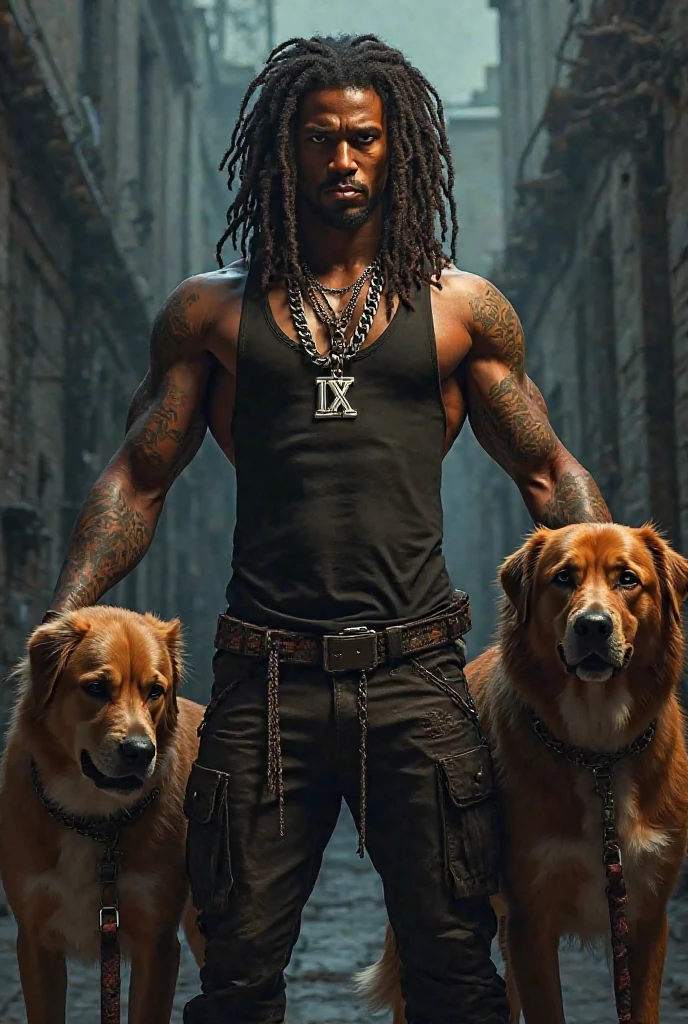 best quality,masterpiece,Ultra-high resolution,1 person,looking at the audience,one,Yamamoto Takashi style,Countless black evil black dog beasts surrounded him,
simple background,White_background,Machinery Division,Exoskeleton,Cold-blooded adult man,toughboy style, Shirtless,trousers, muscle, tattoo