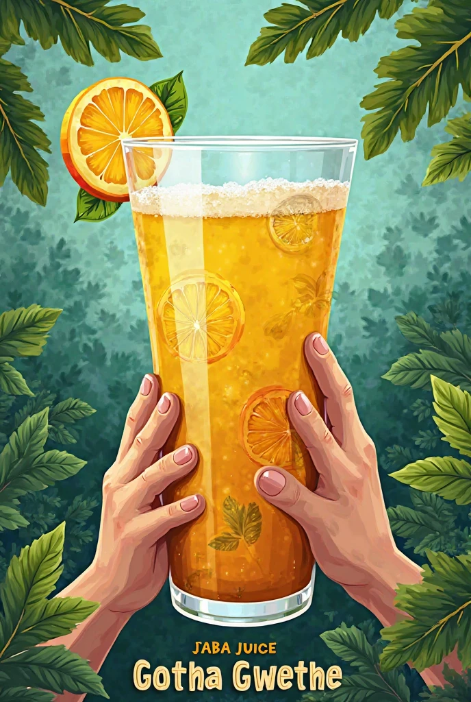 Hops in hands turn into beer illustration 