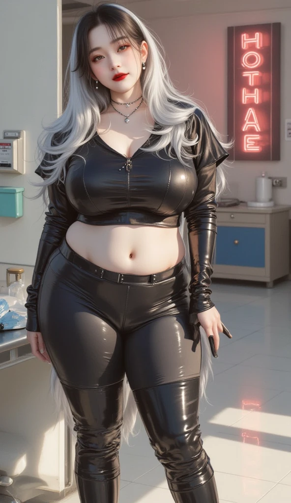 art by kipteitei, 1girl, white hair, mei mei from the anime jujutsu kaisen, big plump belly, huge belly,pretty face, nose, lips, beautiful eyes, (best quality, masterpiece, 4k, sharp focus), professional photograph, sharp focus, dramatic, award winning, cinematic lighting, octane render, unreal engine, volumetrics dtx,