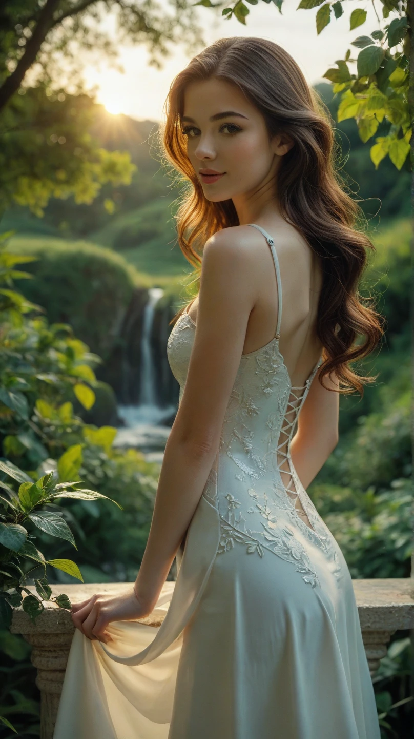 (Best quality,Ultra-detailed,Realistic:1.37),hdr,hyper HD,Studio lighting,Vibrant colors,Bokeh,Masterpiece:1.2,sportrait,illustration,Oil painting,Beautiful girl in the garden,Sunlight shines through the dense foliage,rich and vivid colors,Delicate brushstrokes,The silky texture of oil paints,The subtle play of light and shadow,The breeze blew the flowers around her,Peaceful and peaceful atmosphere,Elegant posture and graceful movements,Her eyes sparkled with curiosity and joy。,Ruddy lips form a sweet smile,with long flowing hair cascading down her back,Intricate details of her dresses and accessories,Distant landscape cues in the background,Soft and warm color palette,Sublime and ethereal atmosphere,Capture emotions and expressions carefully,Poetic and dreamy atmosphere,Viewers are invited to immerse themselves in the beauty of nature and the charm of the mango girl.