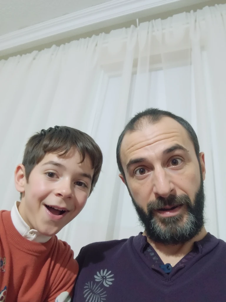 there are two boys and an older man taking a selfie, taken on iphone 14 pro, taken in the early 2020s, profile image, taken on iphone 1 3 pro, captured on iphone, profile picture, shot on iphone 1 3 pro, inspired by Phil Foglio, profile pic, shot on iphone 1 3 pro max, photo taken with an iphone