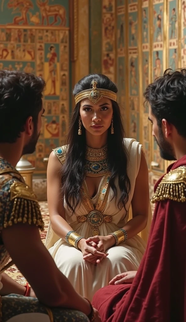 Cleopatra very angry, brava, roupa de noiva, vestido de casamento, zangada, chateada, Hatred. com o marido do lado