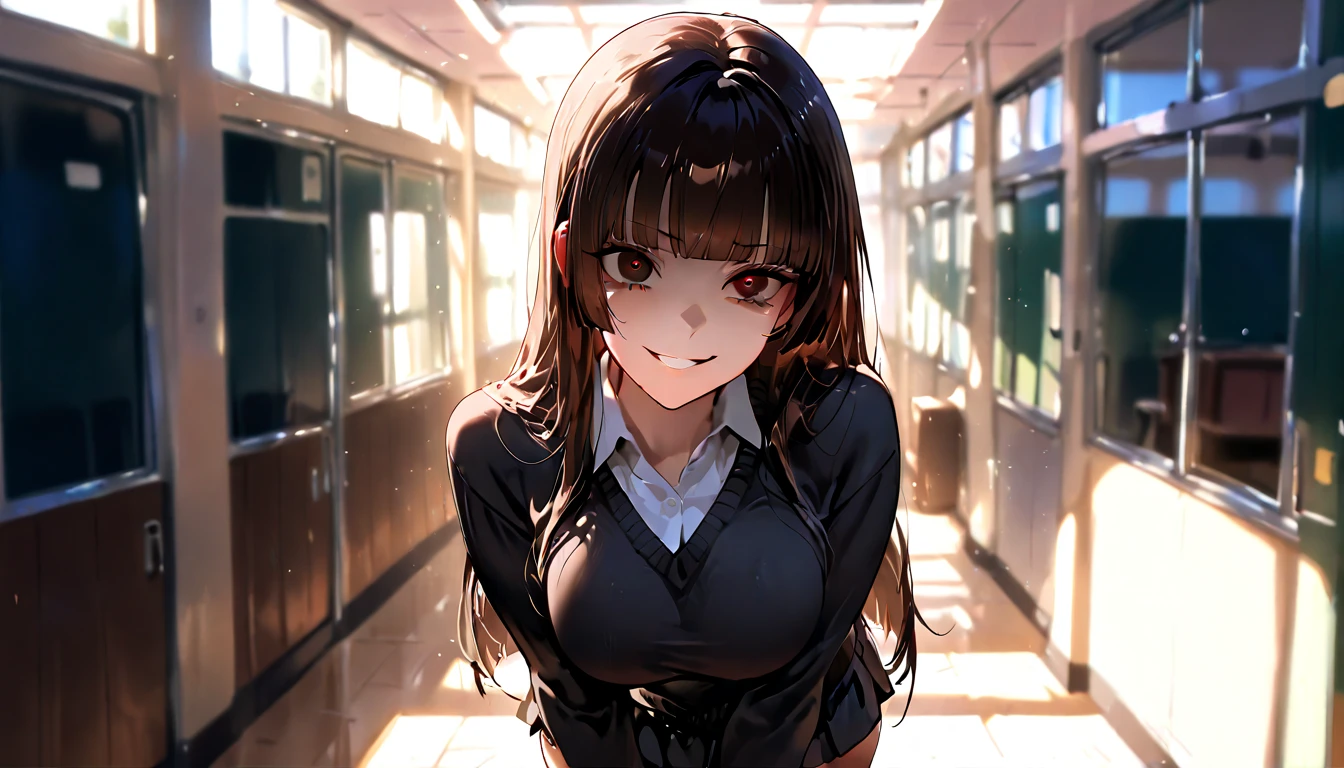 upperbody closeup，sportrait，little breast，elementary student，‎Classroom，Be red in the face，Off-the-shoulder attire，cleavage，looks into camera