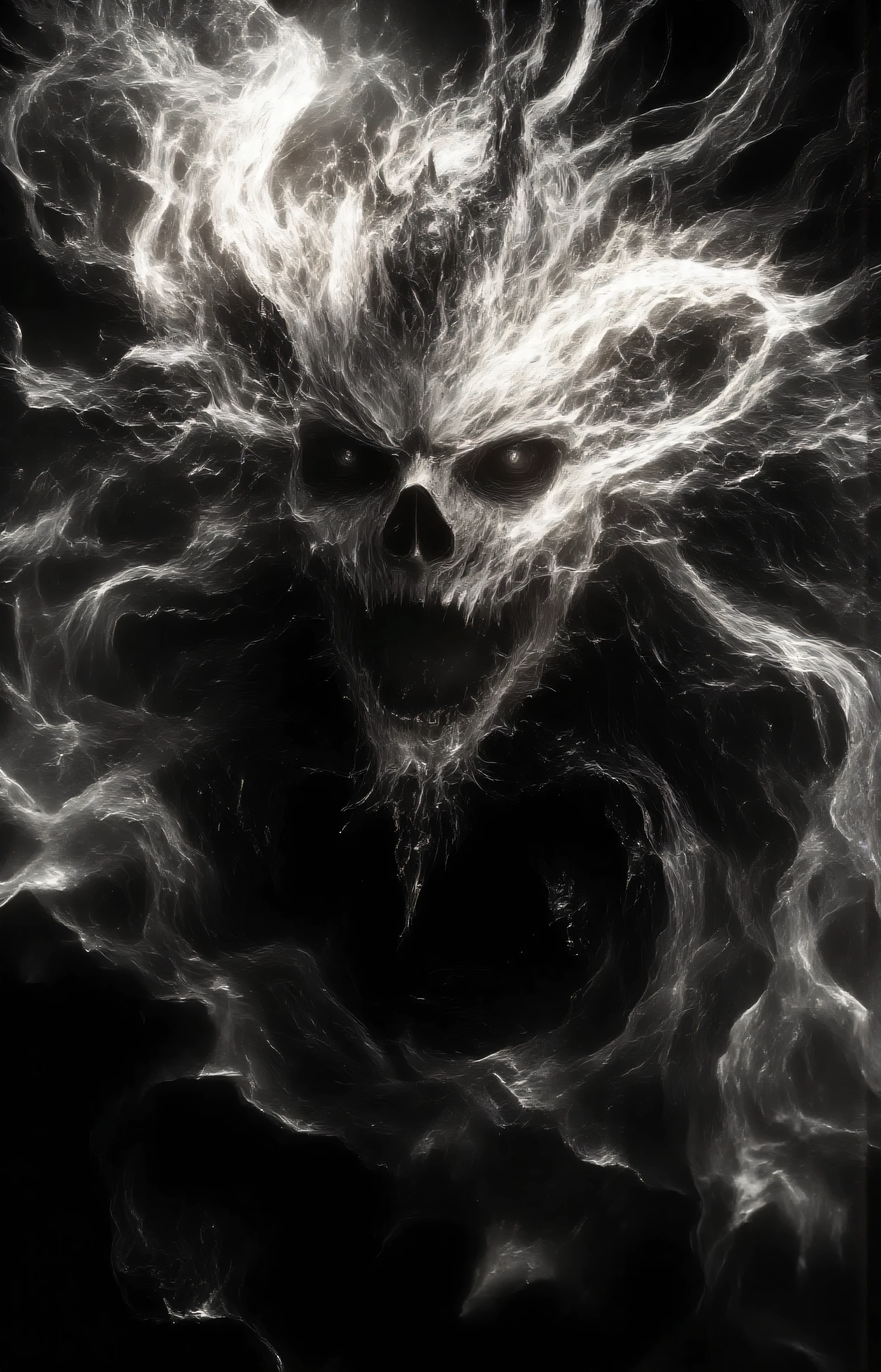 Fenrir,portrait, looking deep into viewers eyes, Masterpiece High Resolution, Award Winning, Best Quality, Accurate, Detail, HD, High Details, Quality, High Quality, Super Detailed, UHD, God Rays, Ray Tracing, Backlighting, Gothic Art, Realism,