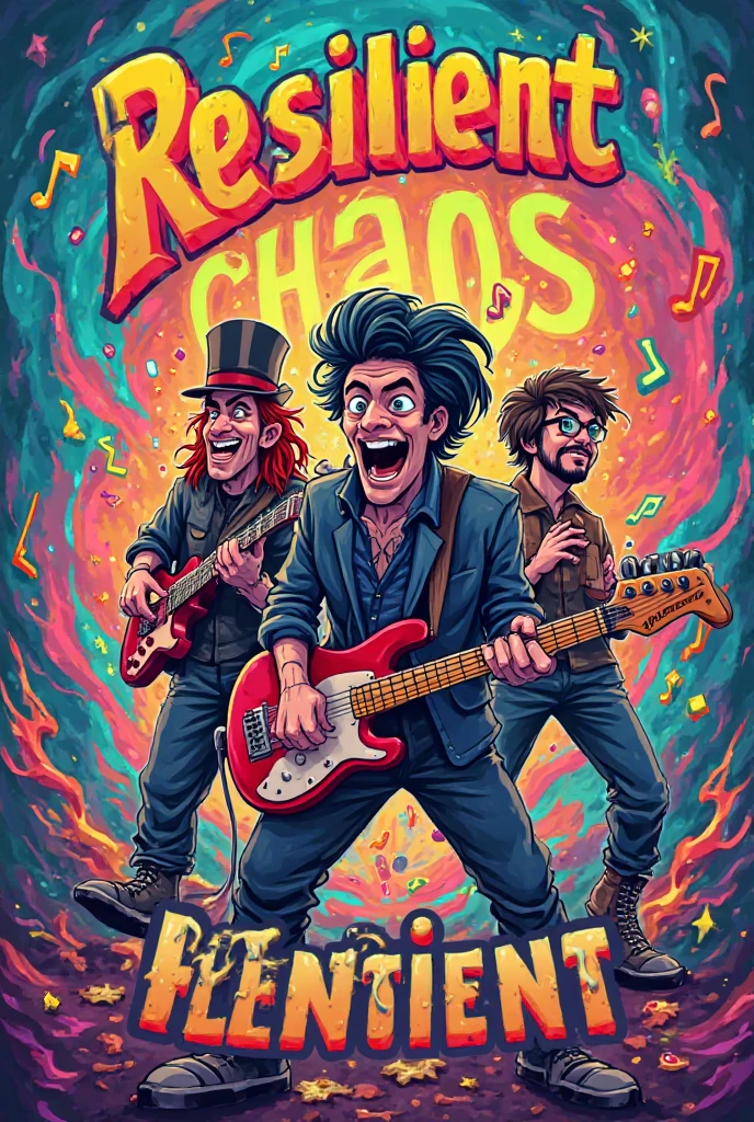 colorful caricature punk rock zombie band, microphone, full body, centered, hi detailed , 4k vector art , hand drawing .