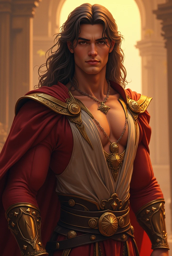 Lacedemón . Realistic photo. Photo from the waist up. Lacedemón is a man of average height, with a regal presence. His facial features are strong and masculine. Face os Fabien Barthez. His hair is dark and short, in keeping with the style of the time. He wears typical ancient Greek tunics and cloaks, adorned with touches of wealth. He carries a Spartan shield in a setting that evokes the majesty of ancient Sparta..... ((Masterpiece)). Professional photography, ultra-sharp focus. Analog RAW photography, 80mm f2.8 lens, Best quality, Ultra detailed, 64k, Intricate details, Fine detail, Detailed rendering, Realistic detail. Detailed hands, perfect eyes, detailed face, natural pose.