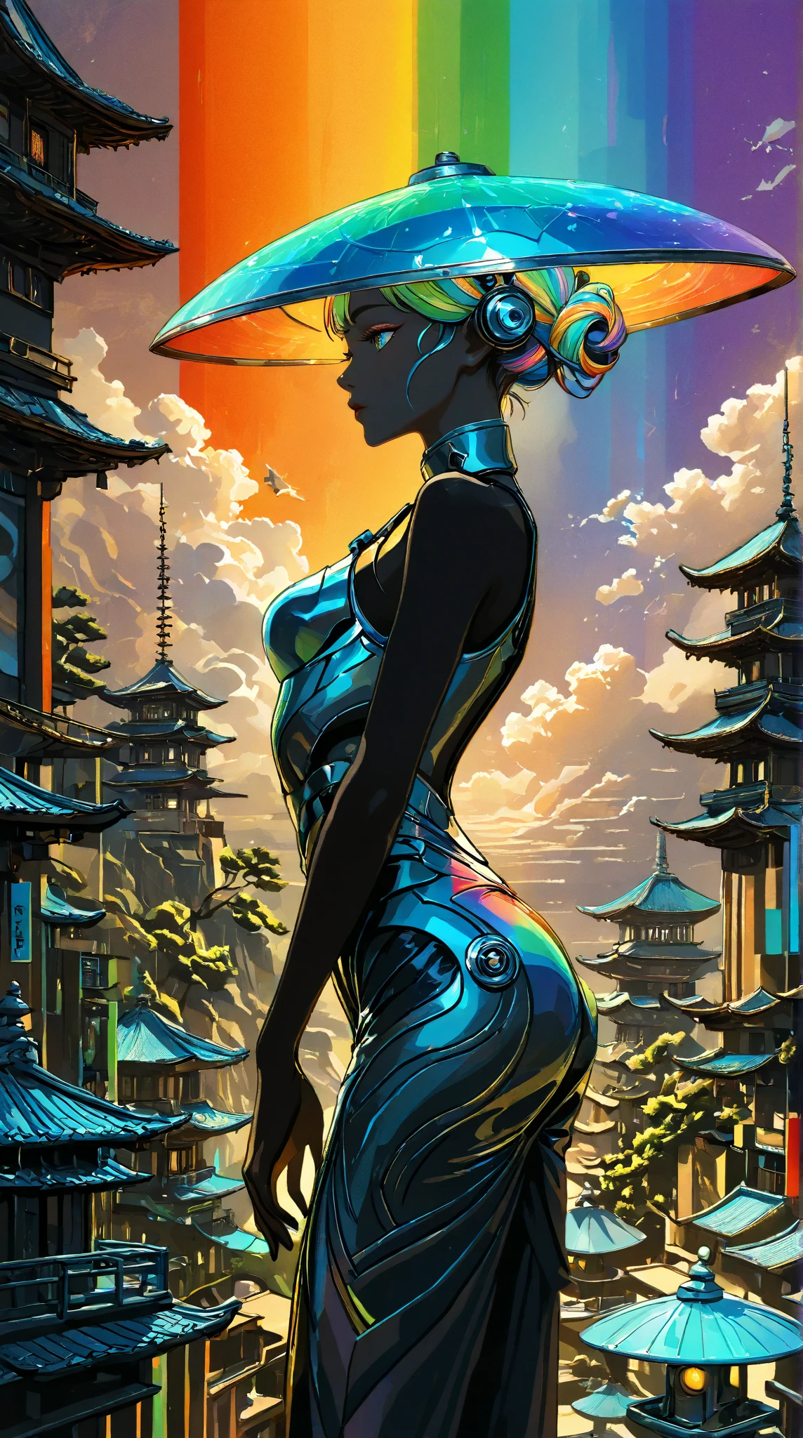 Cyberpunk fantasy,watercolor,there is a woman in a bikini and standing on a dock, moebius + loish + wlop, artgerm julie bell beeple, cushart krenz key art feminine, greg beeple, wlop and krenz cushart, beeple and alphonse mucha, alena aenami and artgerm