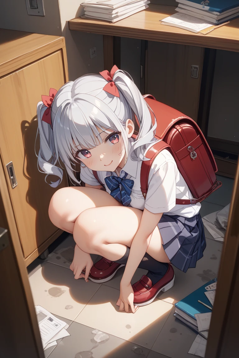 Move the center of gravity back,Feet forward with your hands outstretched,put both feet in the hand circle,very embarrassed,white panties,Thin leg,leotard skirt,knees at 90 degrees,heels on the ground,hands in front of your feet,Hold your legs,crouched,opening legs,RAW photos,8K,HighestQuali, 超高分辨率,Beautiful face details,Real human skin,Gentle expression,up front view,From the angle below,long whitr hair,realisticlying,realisticlying,adolable,short skirt,Squatting deep in the city,cute female student,Japanese schoolgirl uniform,wearing a Japanese school uniform,Surreal high school girl,full bodyesbian,