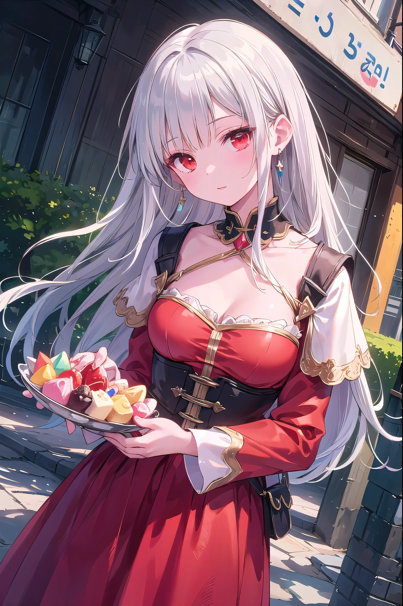 (((best quality)), ((masterpiece)), (details), masterpiece, best quality, high quality, ulutra detailed, perfect face, Yae Shrine Maiden、Genshin Impact、Sideboob、Fox Pose、Shiny Hair、Glowing Skin、blush、Lustful look、smile、Background of a shrine with cherry blossoms in full bloom、torii、Holding inari sushi、