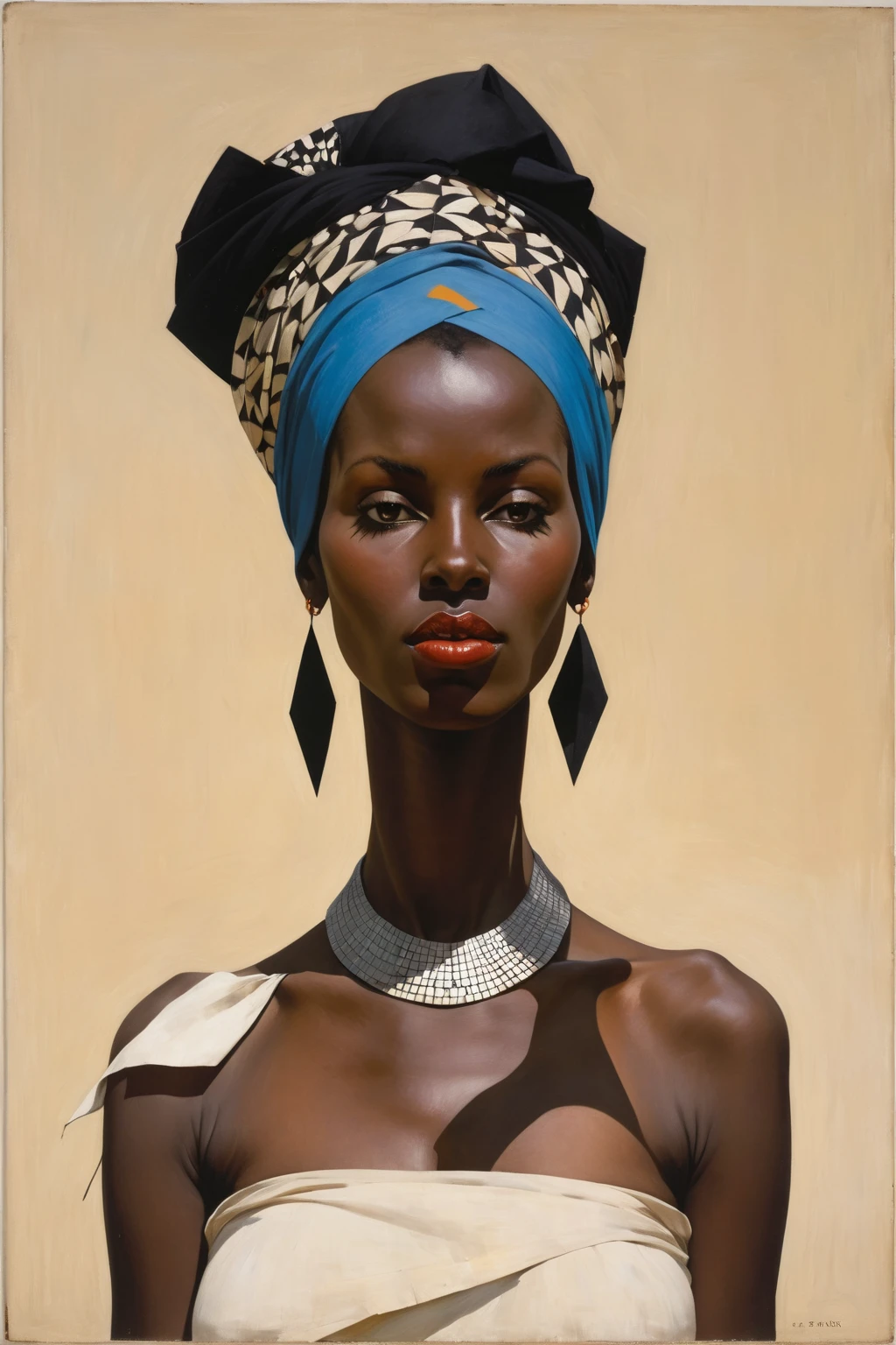 High Quality illustration,ultra detailed, Beautiful picture of A painting of a girl african beauty, Fog, cinematic shot, haze lighting, 16k, uhd, blurry masterpiece,cinematic, epic,  watercolor, ink