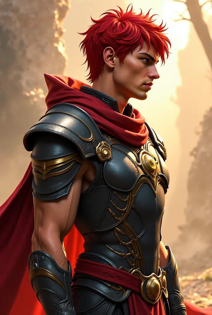 Shirtless, 1boy, teenager , armor, warrior, Ancient Greece handsome, shirtless, Greek model, blonde boy, Sabaku no Gaara, green eyes, red hair, symmetrical, focus on the boy, medium shot, looking at the camera, film grain, young god greek, beauty, pose, super model, young god greek beauty, representation of a Greek god, glorious, majestic, supreme, nature, artistic portrait, artistic pose, photography award.