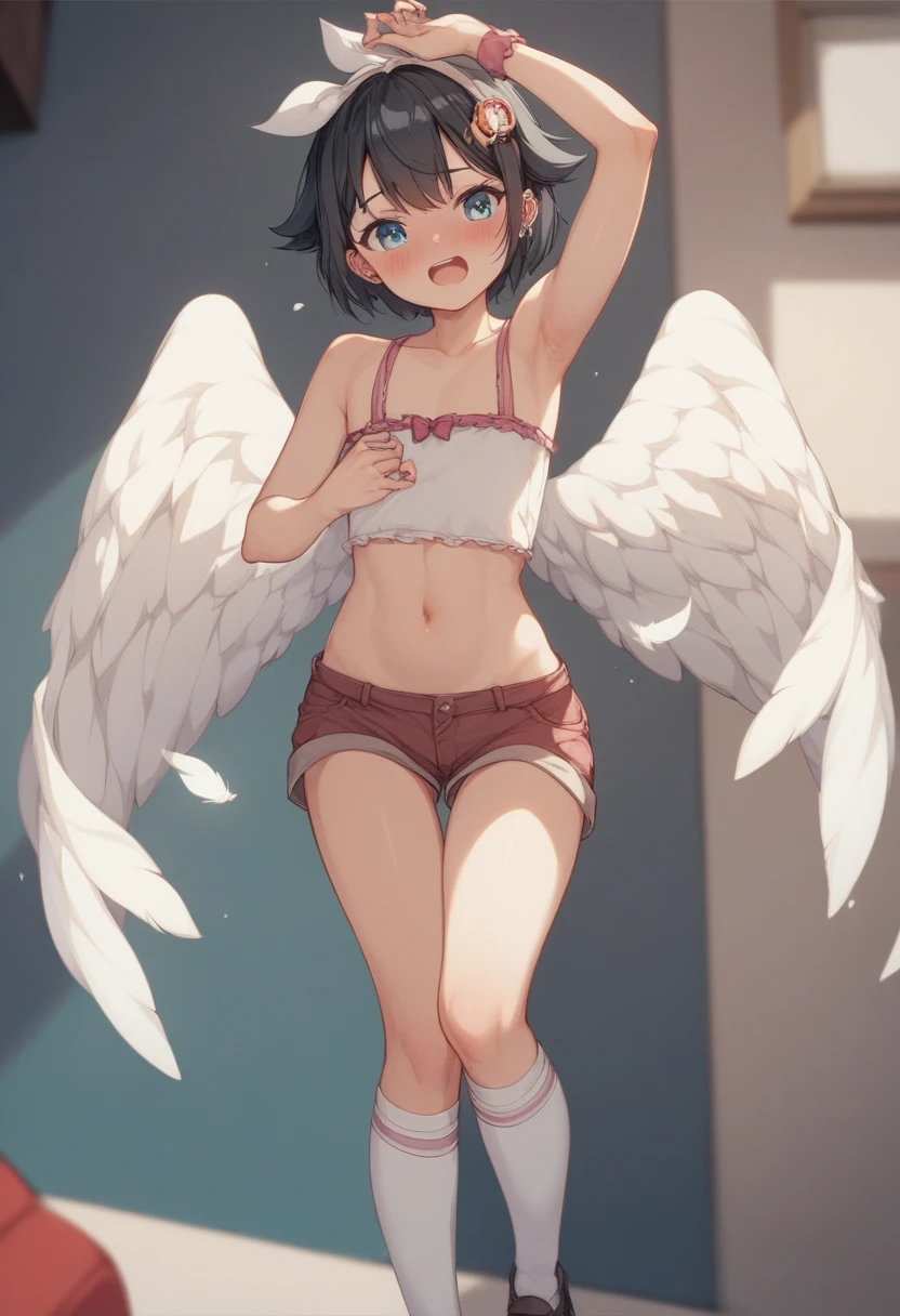 NSFW,High resolution, Highest quality, masterpiece, 超High resolution, 超High resolution, Ultra-realistic, 3d, anime, figure, alone, A very beautiful and cute woman in her 20s, She was wearing a pale white floral mini-skirt dress.、Flapping its wings, Her hair is moving, whole body, Amazing perfect proportions, Shiny light brown medium length hair, High Layer Cut, Mallet Hairstyles, Bright Blue Eyes, Happy, shy,skirt lift,Floral print panties,Fingering,Sticking out tongue,Saliva,A confused face,White Breath,Hand from off screen,pussy juice