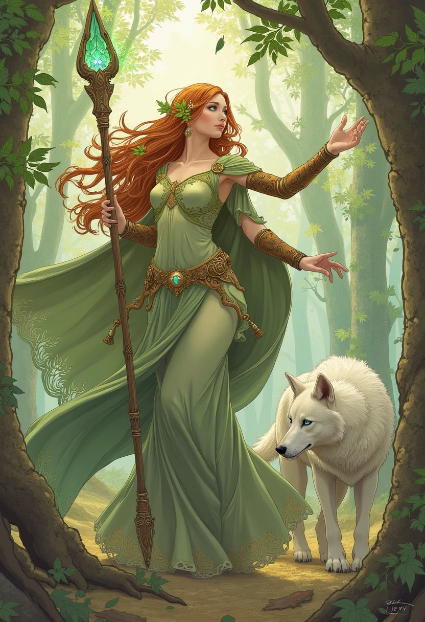 1 beautiful female druid, long hair, animals, forest
fantasy
(adam hughes)
(masterpiece, best quality)