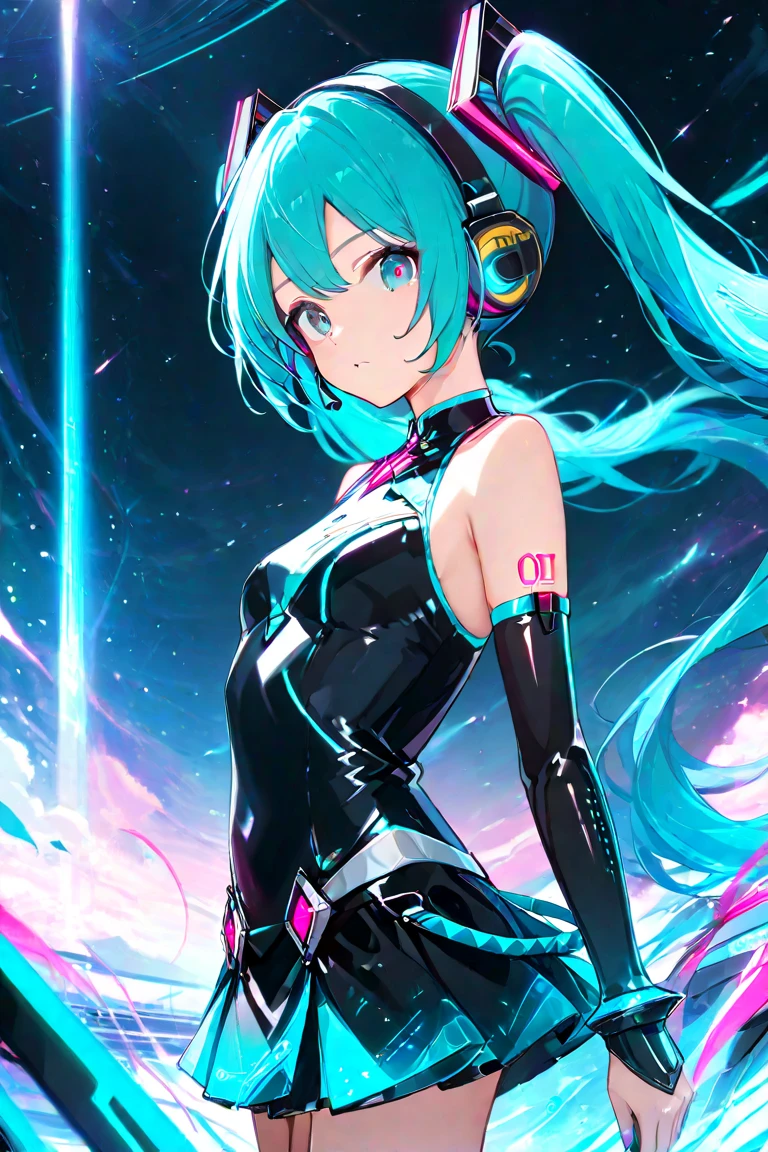 4K, A high resolution, Best quality at best, masterpiece, perfect colors, perfect shadow, perfect litthing, ((sportrait)), 1woman, fit body, heterochromia eyes,dark blue hair , blue eyes, With round lenses, The audience watched carefully, (s face: 1.2), Perfect female figure, ((dynamic pose)), ((blue and yellow Tight crop top blue and yellow leather suit)), ((shy and looking at viewert)), (Perfect thick white eyebrows) Delicate fur, 详细s face, s the perfect face, , (dynamic pose), big breast, open half breast, abstract cyberpunk background, hands is in pant pocket