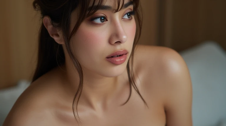 35 year old milf,fleshy, (sexy breasts seen),nude woman in bed, looking up at viewer while he is fucking her, sexy expressions, moaning in pleasure, perfect eyes, sweat,no make up, nude, ready for orgasm, half body seen, just tired after fucking, highly detailed face, ((tamhwx woman)), beautiful eyes, vignette, 4k epic detailed, shot on kodak, 35mm photo, no focus, high budget, epic, gorgeous, film grain, grainy, (Raw photo:1.1), ((Full body Portrait)),free shaggy messy dense hair, ((tamhwx woman)) , (white, Minimalism but extremely beautiful:1.4), (intricate details, masterpiece, best quality:1.4) , looking at viewer, outdoors, day, highly detailed face, ((tamhwx woman)), beautiful black eyes, cute