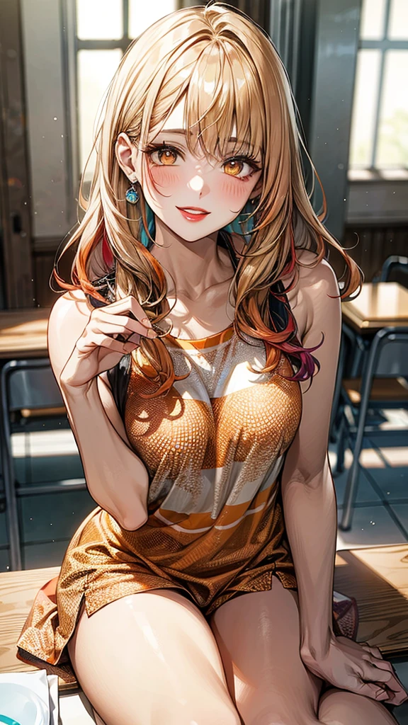 (masterpiece:1.2, highest quality), (realistic photo:1.4), beautiful illustrations, (natural side lighting, movie lighting),
beautiful hair, beautiful face, detailed and beautiful eyes, beautiful clavicle, beautiful body, beautiful breasts, beautiful thighs, beautiful feet, beautiful fingers,
looking at the viewer, 1 girl, high school girl, (perfect anatomy, anatomically correct, super detailed skin), cute symmetrical face, baby face, perfect face, perfect eyes, slender,
(long hair, straight hair, blonde hair), swept bangs, emerald-green eyes, big eyes, drooping eyes, long eye lasher, (medium breasts, seductive thighs), perfect body, shiny skin,
(detailed cloth texture, break (long sleeve off shoulder cocoa-brown sweater), break denim skirt, break black camisole), break
(beautiful scenery), night, (bar counter;1.2), standing, break (peace sign), break (lovely smile, parted lips, feeling of satisfaction),