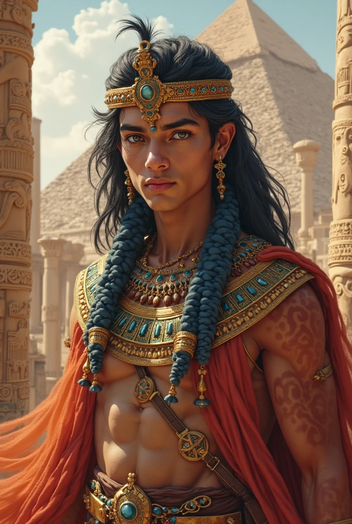 ancient Egyptian,of a guy,black color hair,high qulity --auto