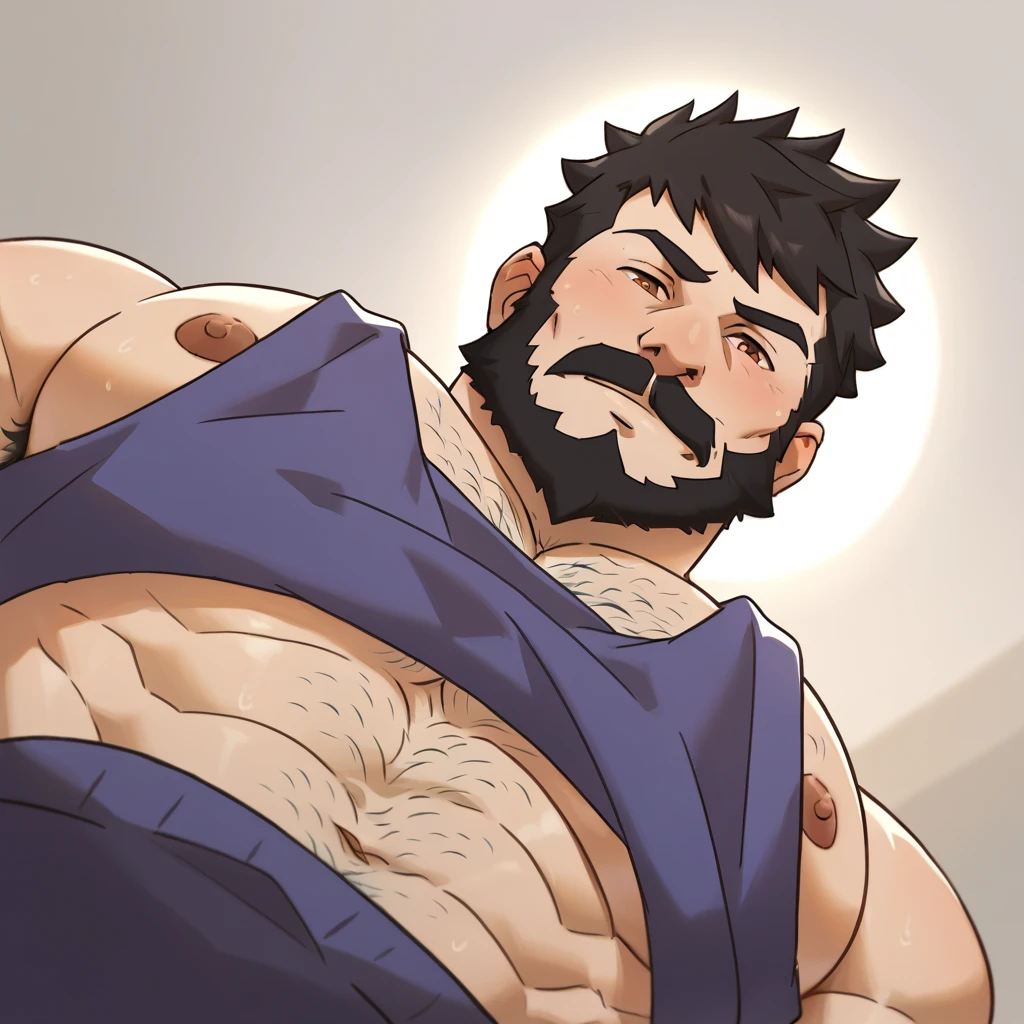 muscular man with beagle dog head,male,detailed face,intense expression,lying on bed,satin sheets,soft lighting,dramatic shadows,oil painting,detailed muscular body,photorealistic,8k,high contrast,warm color palette,dramatic lighting