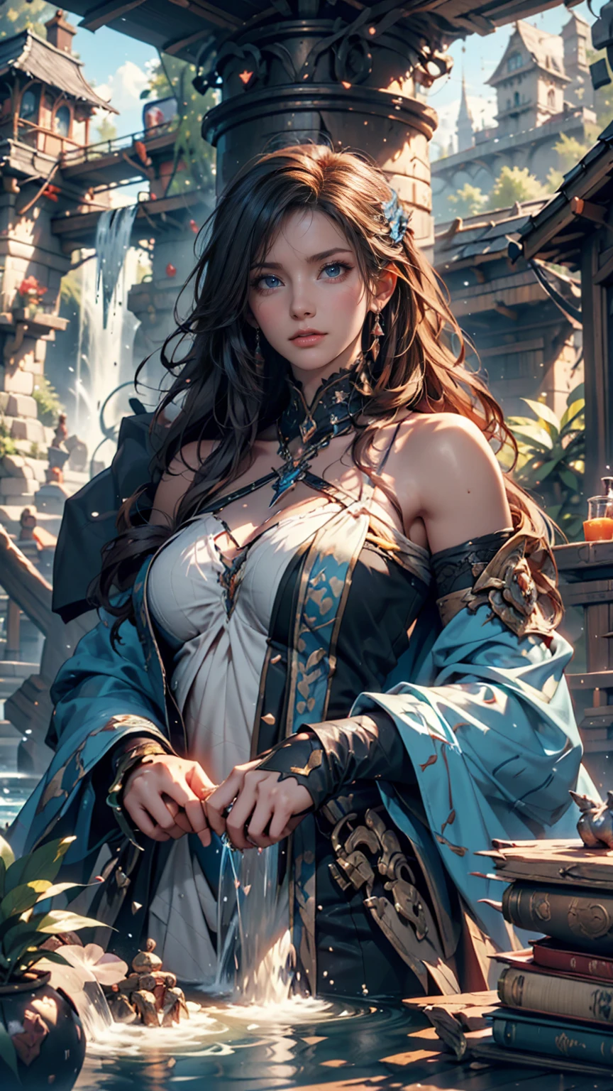 (((Multiplayer, Vivid Eyes, Man and Woman))), (((Full Body Portrait))), Best Quality, Realistic, Realistic, Award-Winning Illustrations, (Intricate Details: 1.2), (Fine Details), (Intricate Details), (Cinematic Light, Best Quality Backlight), Clear Lines, Sharp Focus, Official Art, Unity 8k Wallpaper, Ridious, Incredibly Ridiculous, Fantasy Art, RTX, ((Award-winning Triangle Studio Close-up Photo)), 1 Boy, (shut up), best quality, 4K, beautiful mysterious creatures, female, flying, surrealism, masterpiece by ncwinters, in a mysterious country town, masterpiece, intricate details, ff14style, urban painting, bridge, river, giant mushroom, landscape, bright colors,
