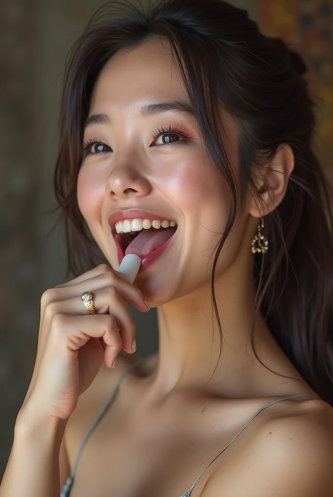 Chili pepper、spices、woman、smile、eating、spicesは画像の真ん中