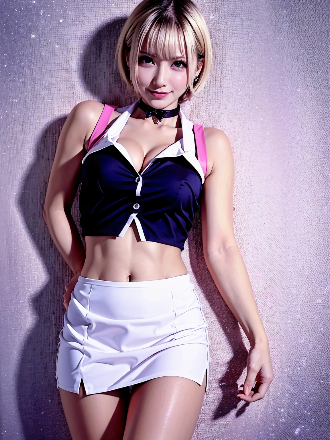By Yves Di, a beautiful androgynous, satin slip dress, beautiful face, beautiful legs, light orange eyes, very happy face, full body, colorful colors, detailed background beautiful, bride, try on haul, shooting studio, high quality, 8K Ultra HD, 3D effect, A digital illustration of anime style, soft anime tones, Atmosphere like Kyoto Animation, luminism, three dimensional effect, luminism, 3d render, octane render, Isometric, awesome full color, delicate and anime character expressions