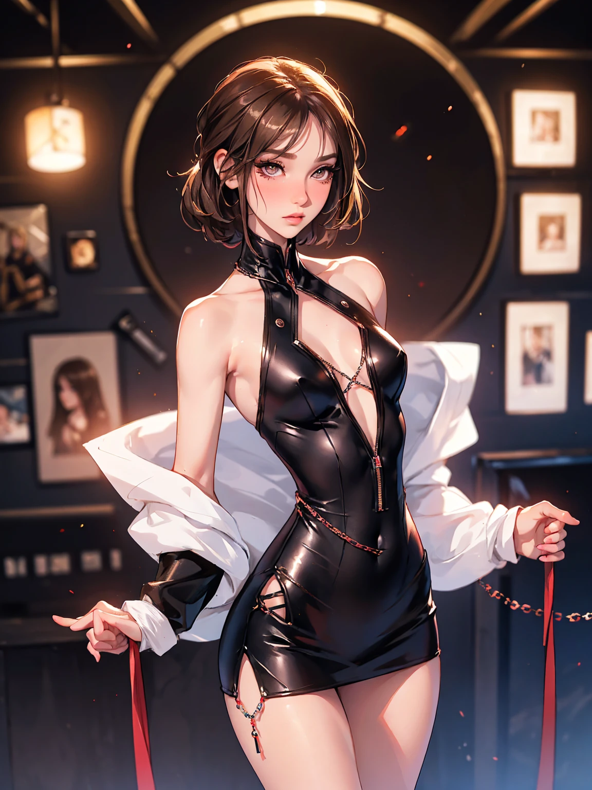 Sexy female BSDM gets down on her knees and hugs an innocent woman'head of、1 female, alone, short hair, huge breasts, huge ass, ((open crotch)), ((kneel down)),((Show me your armpits)),((background: dark basement)),(masterpiece), (highest quality), (Super detailed), (Detailed CG illustration), ((very delicate and beautiful)),cinematic light