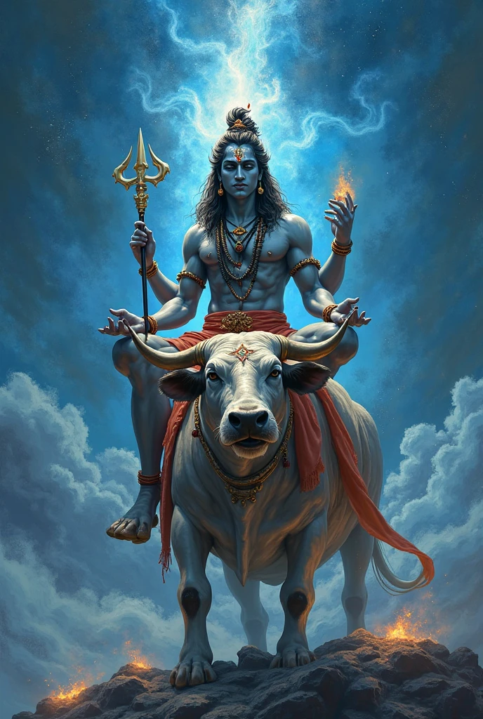 Amazing photo mahadev for flying cloud and cow also mahadev siting
