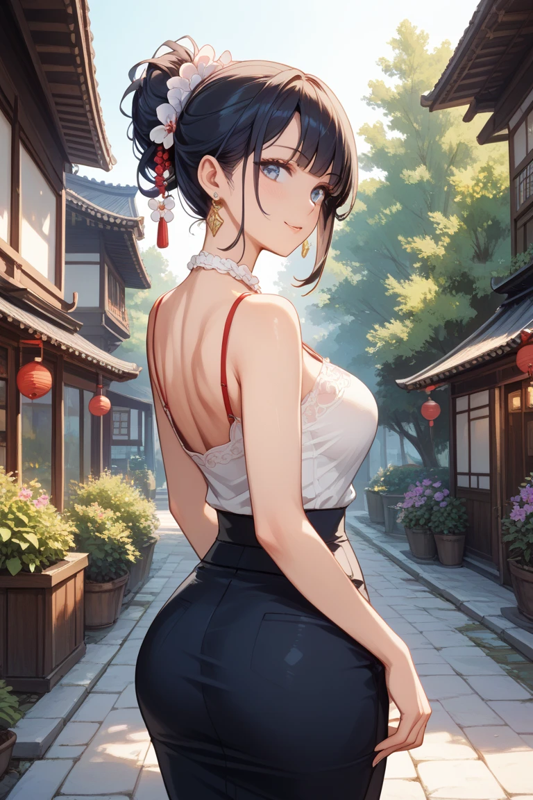 Asian woman walking down the street wearing skirt and stockings，fun costumes，very sexy outfit，On the city streets，Beautiful Chinese model，On the city streets，Dress neatly，一個surreal女學生，Sexy clothing，revealing clothing，dress appropriately，Wear long, flowing clothes，Surrealism ，Japanese Goddess，Dressed in beautiful white，Best quality，masterpiece、，Ultra-high resolution，lifelike，surreal，surreal