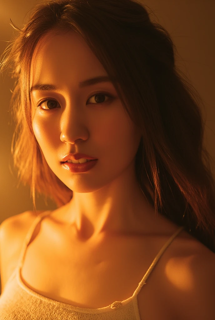 Best quality, masterpiece, ultra high res, (photorealistic:1.4), raw photo, 1girl, offshoulder, in the dark, deep shadow, low key, cold light