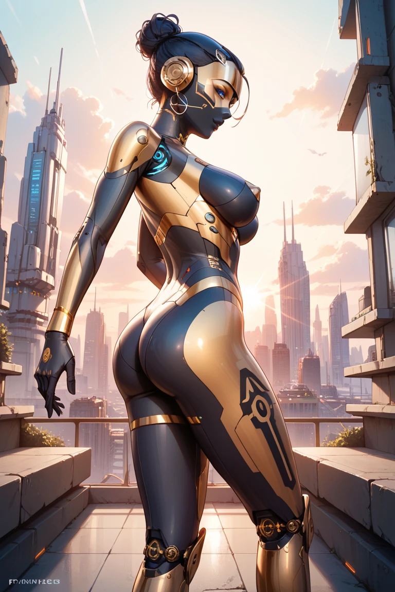 There's a woman in a black latex bodysuit posing for a photo, thicc, curvy accentuated booty, Cinematic Goddess Body Shot, corpo perfeito fotorrealista, ebony-esque, coxas grossas e lisas, Back from Toned, bodysuit cyberpunk, Cyberpunk 2 0 e. o modelo menina, ebony skin, noire cena mal-humorada, super detailed rendering
