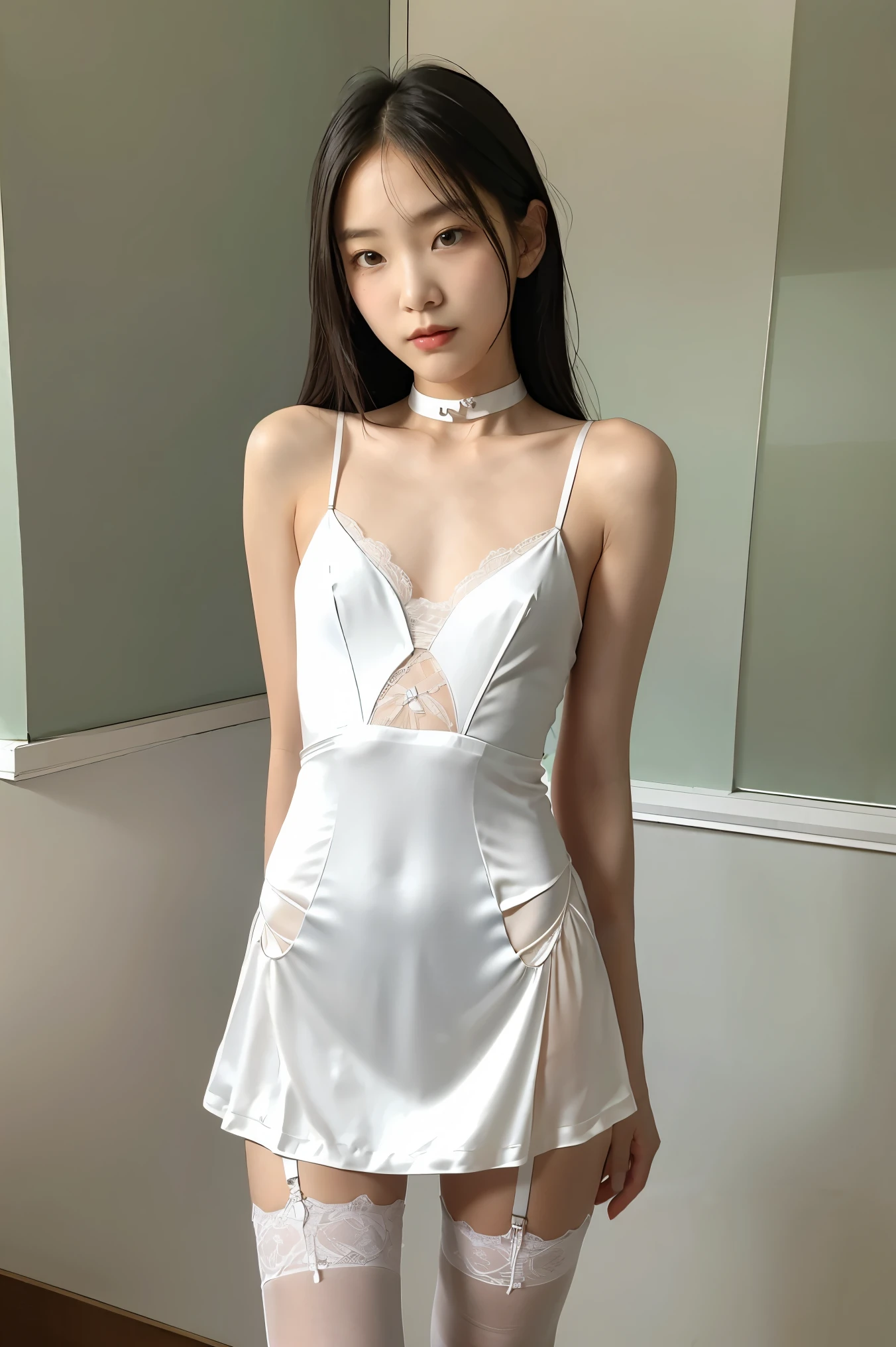 ((A beautiful girl who brings her underwear:1.3)), (Ultra-detailed underwear shapes), ( beautiful girl, Baby Face:1der body line, Small and slender figure, Beautiful breasts, Narrow waist, ((Neat Chinese dress:1.3)), (Detailed eyes and face:1.3, Professional photography techniques, Stage lighting), (Shy expression:1.3, View the viewer, blush:1.2), (Highest quality, 8K, masterpiece:1.2, RAW Photos), (beautiful little hands:1.2)