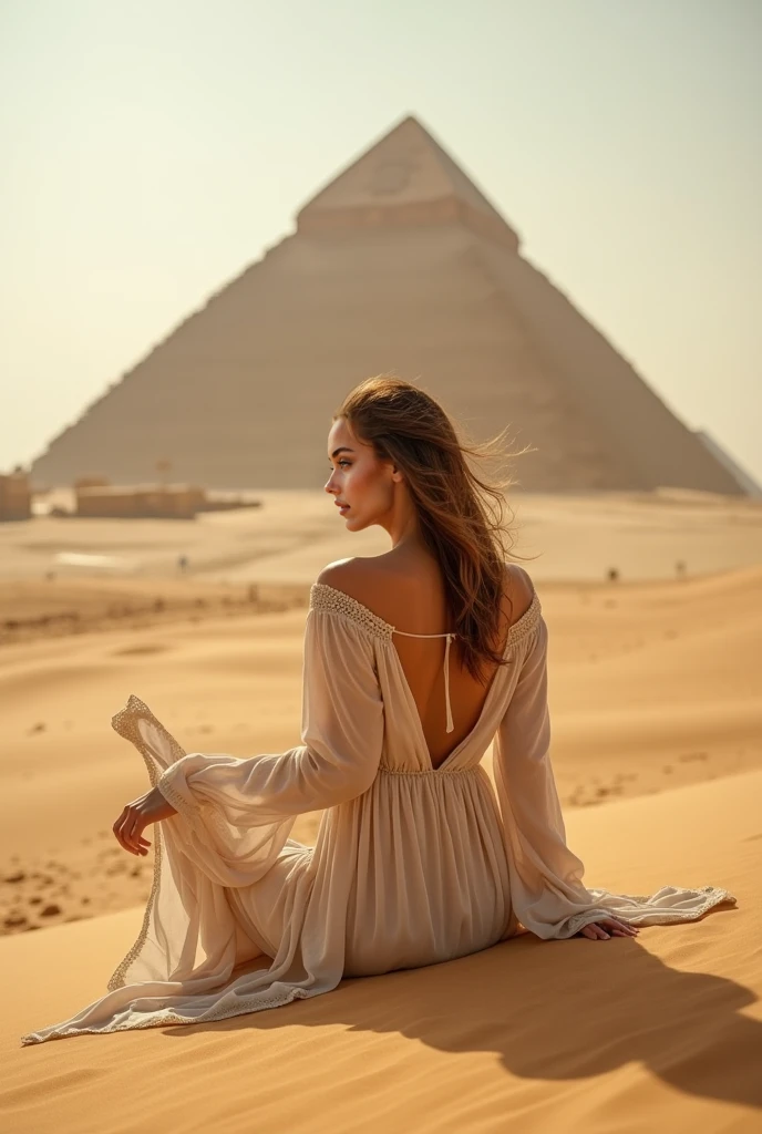 Naked blonde girl showing all her ass in the pyramids of Egypt
